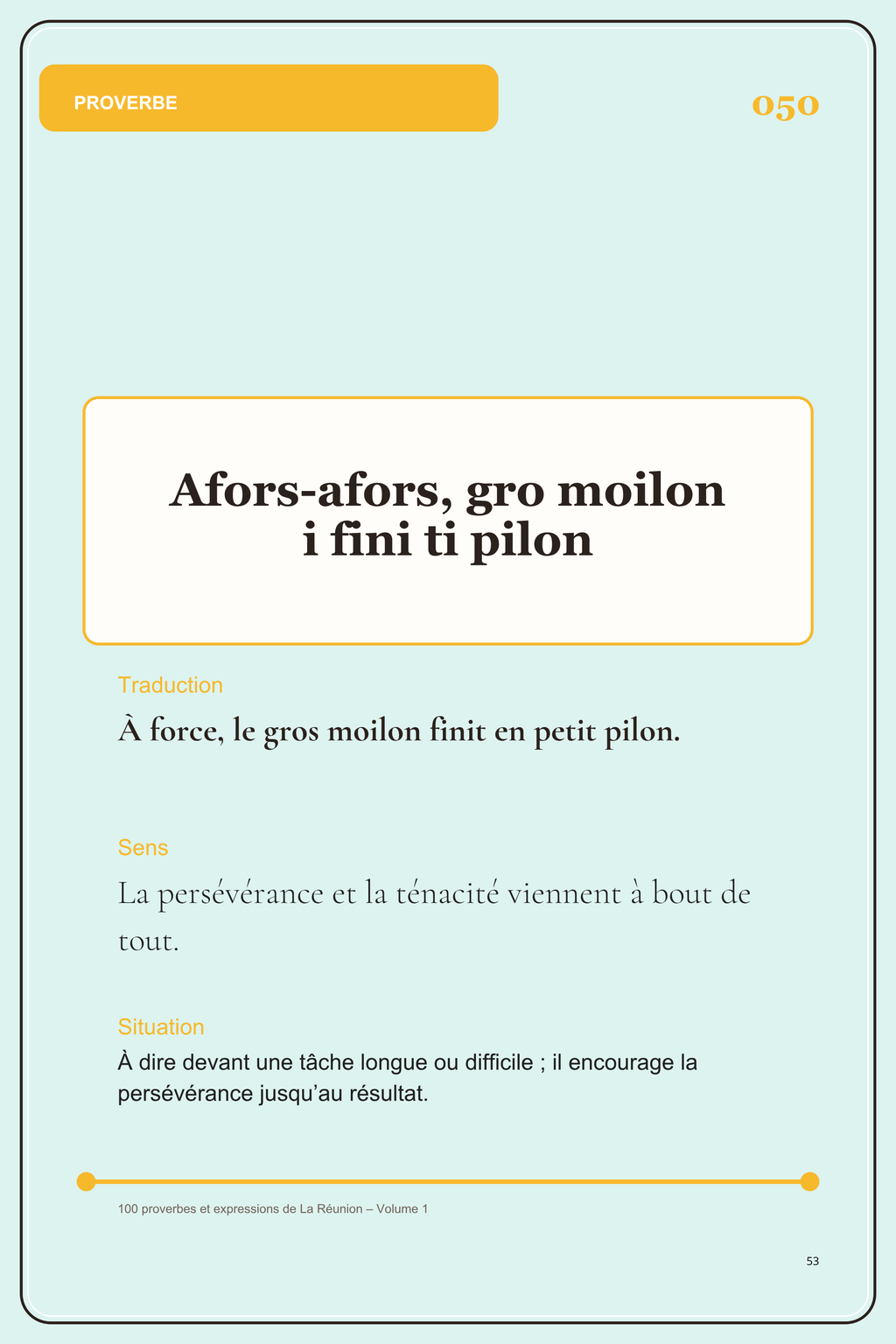 100 proverbes et expressions de La Réunion - volume 1