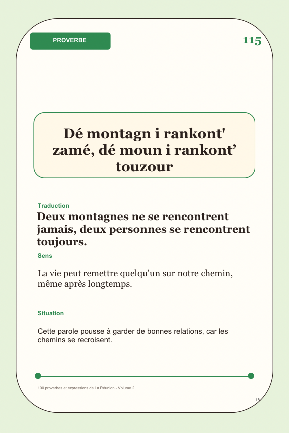 100 proverbes et expressions de La Réunion - volume 2